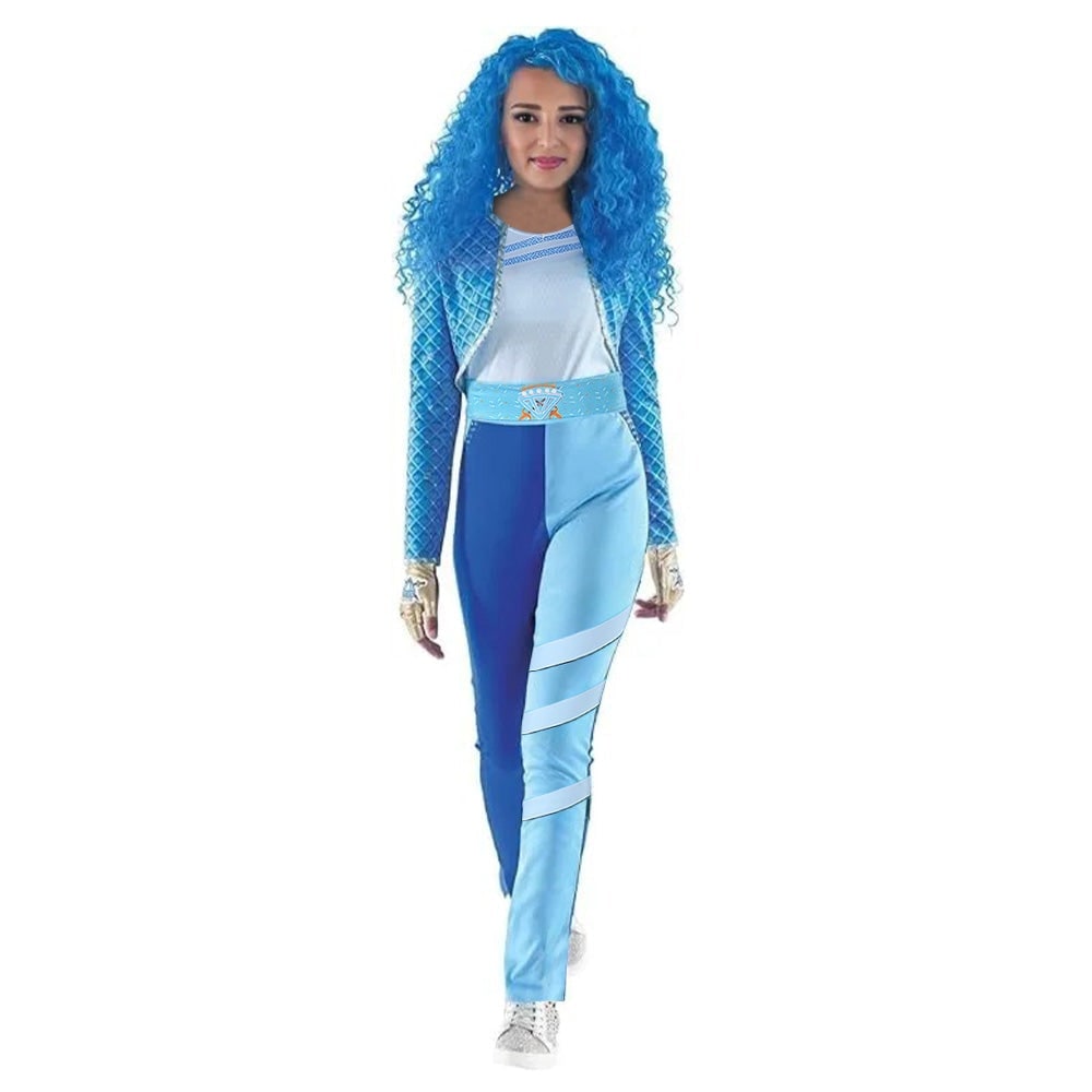Sailor Cosplay Costume with Cropped Jacket Two-Tone Pants and Fingerless Gloves