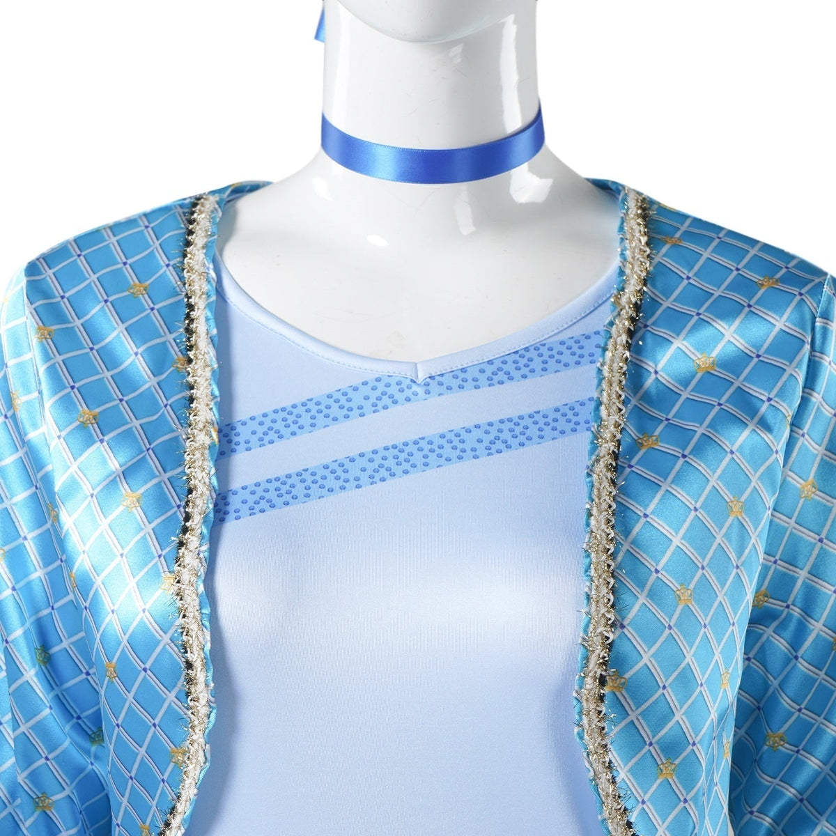Sailor Cosplay Costume with Cropped Jacket Two-Tone Pants and Fingerless Gloves