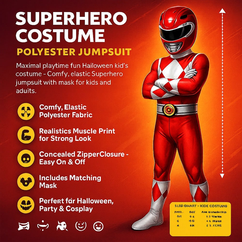 Halloween Costume for Kids with Superhero Outfit Childrens Dress Up for Trick or Treating