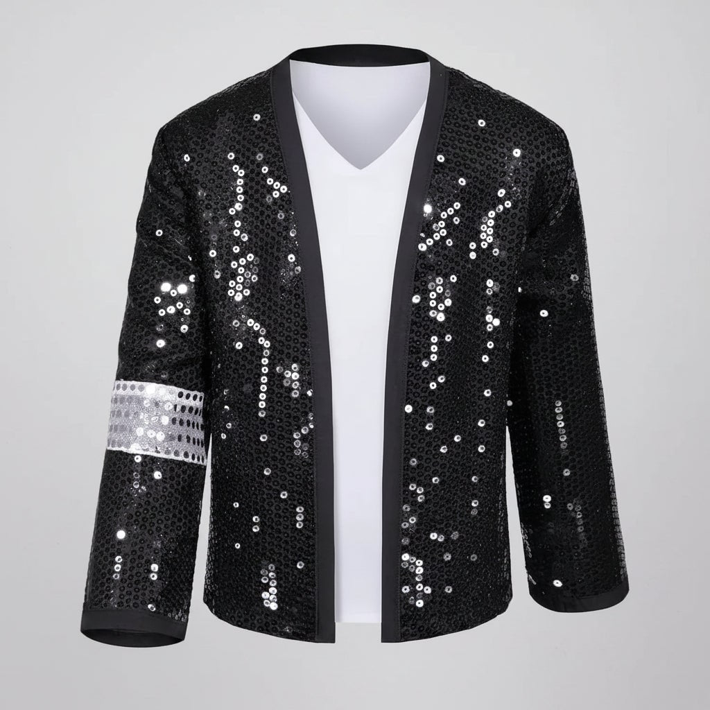Halloween Dance Costume MJ King of Pop Outfit with Sequin Jacket Fedora Hat and Gloves for Party
