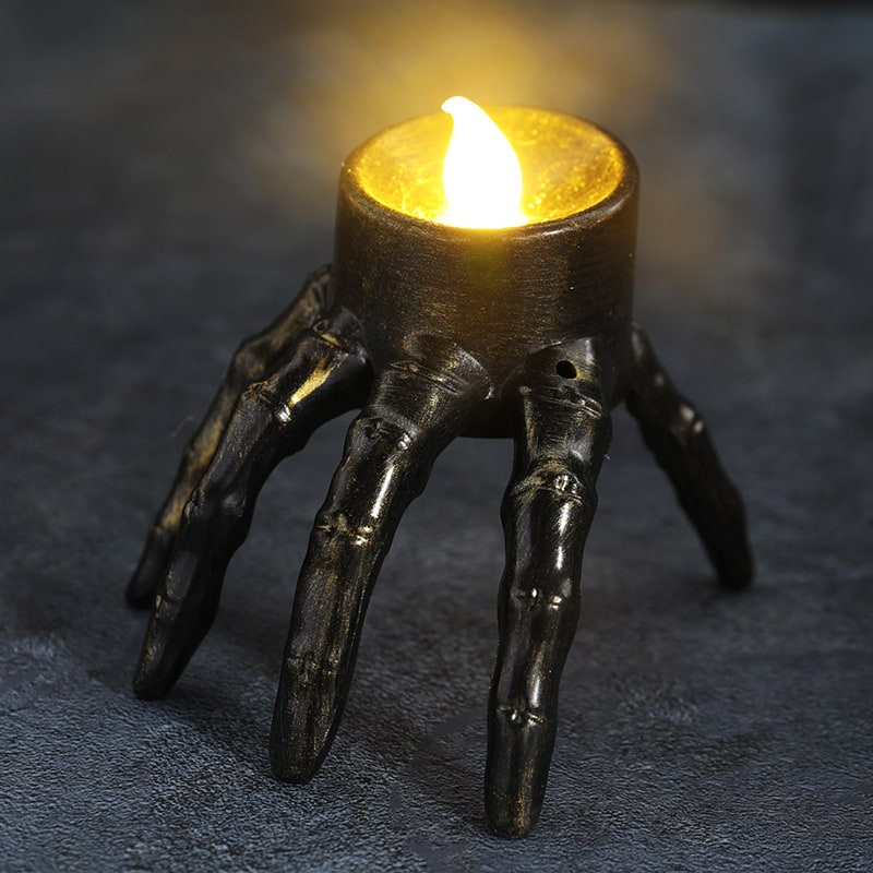 Halloween Skeleton Decorations with Flameless Flickering Candles and Battery Operated Skull Lights