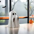 Halloween Ghost Tabletop Figurine with Raised Hands and Cheeky Rude Gesture