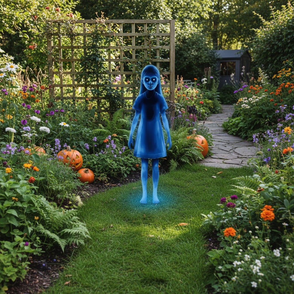 Blow Up Halloween Decorations Outdoor Glowing Ghost Girl with Luminous Eyes for Yard Party