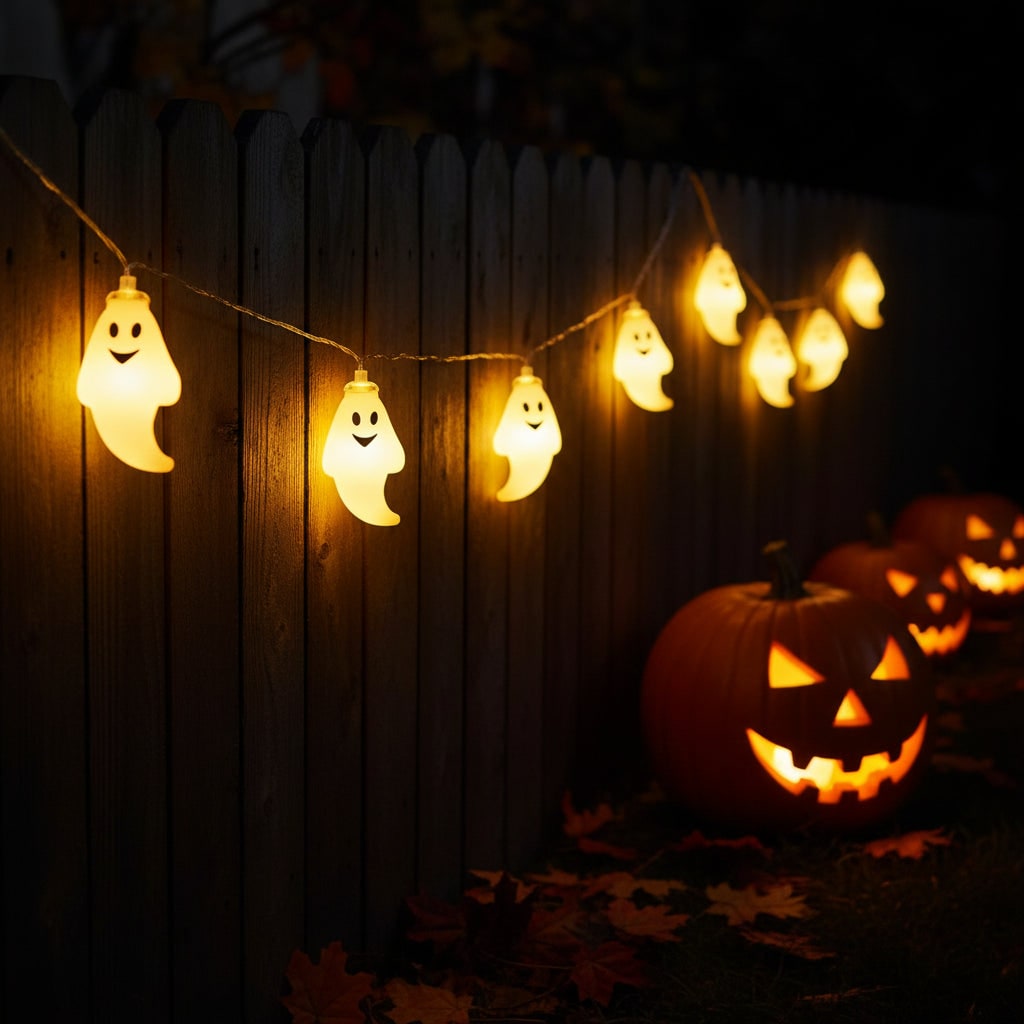 Halloween Decorations Outdoor Ghost String Lights with 10 LED Battery Operated Patio Party Set