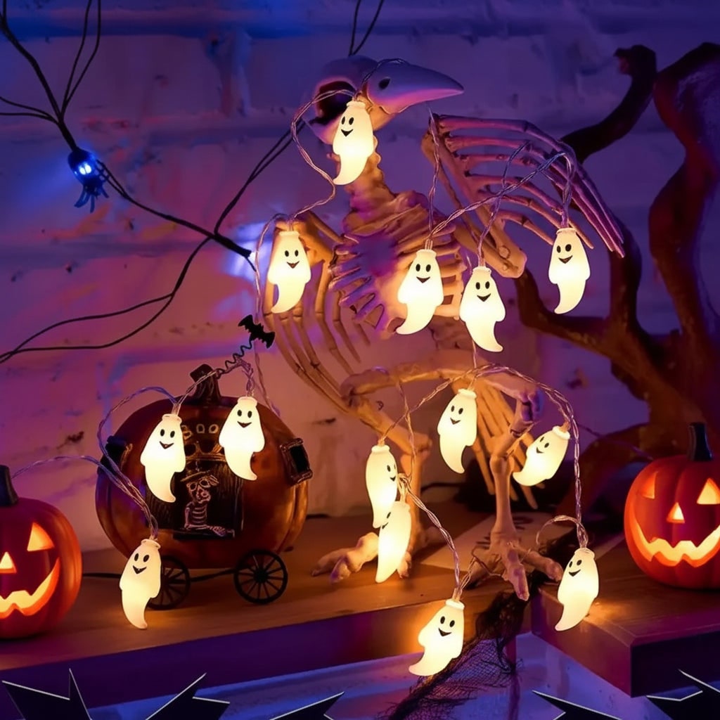 Halloween Decorations Outdoor Ghost String Lights with 10 LED Battery Operated Patio Party Set