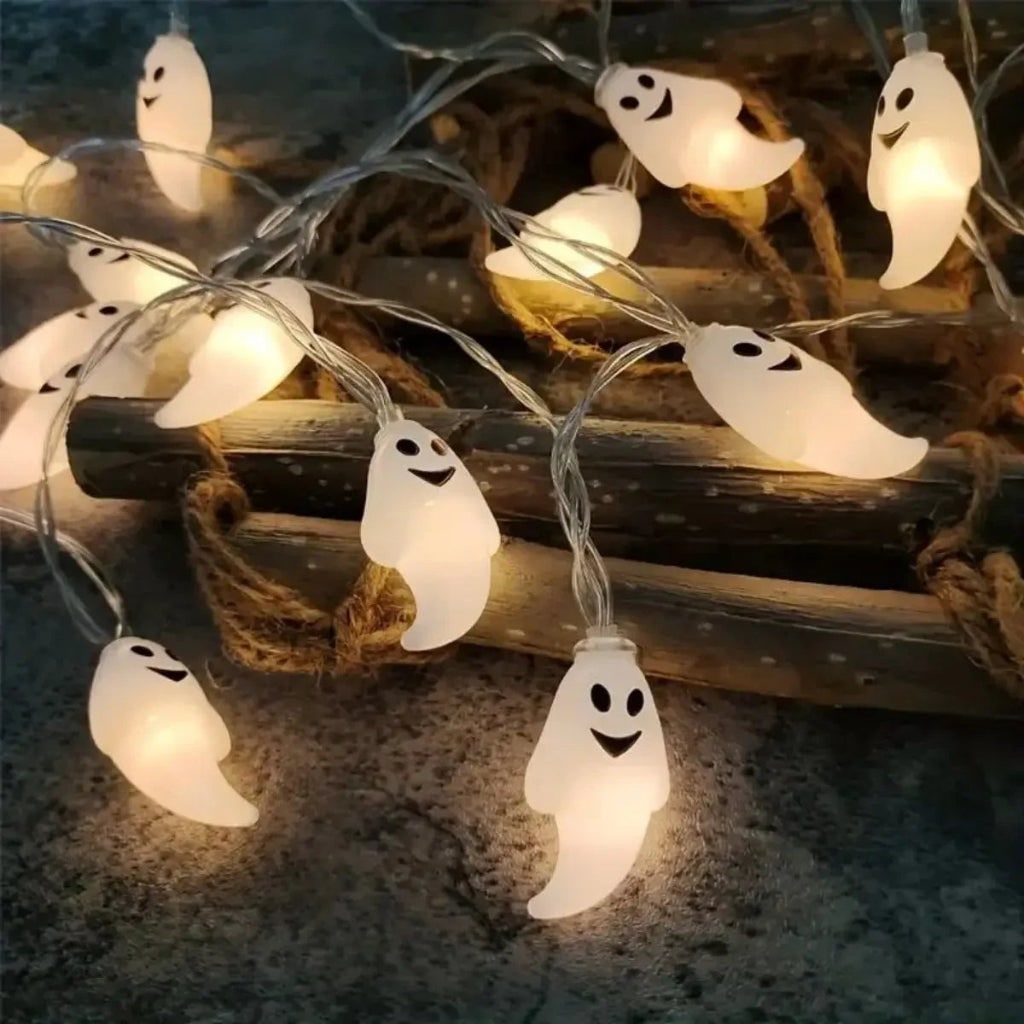 Halloween Decorations Outdoor Ghost String Lights with 10 LED Battery Operated Patio Party Set