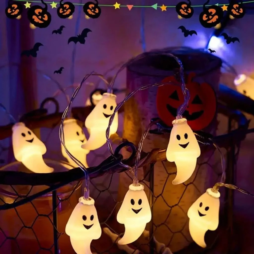 Halloween Decorations Outdoor Ghost String Lights with 10 LED Battery Operated Patio Party Set