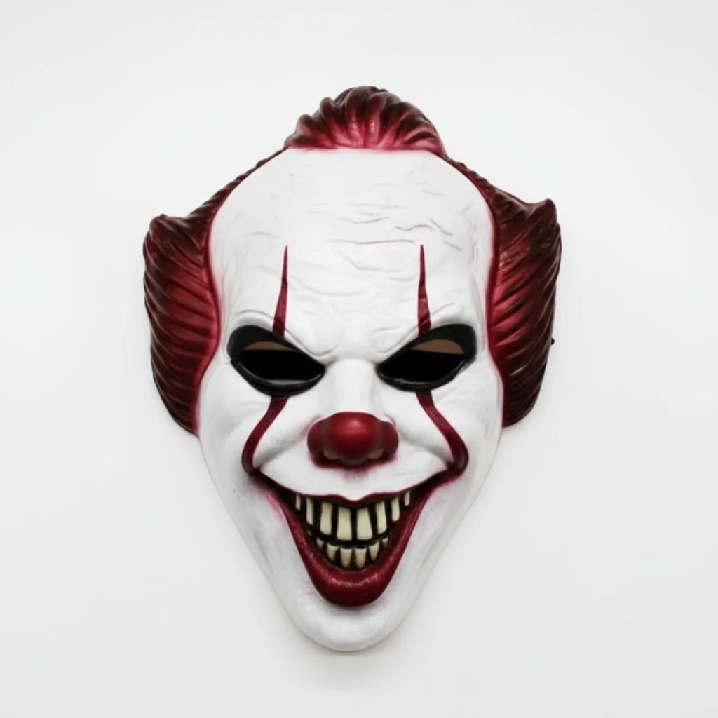 Scary Clown Costume Mask with Sinister Grin and Hand Painted Detail in Three Hair Colors