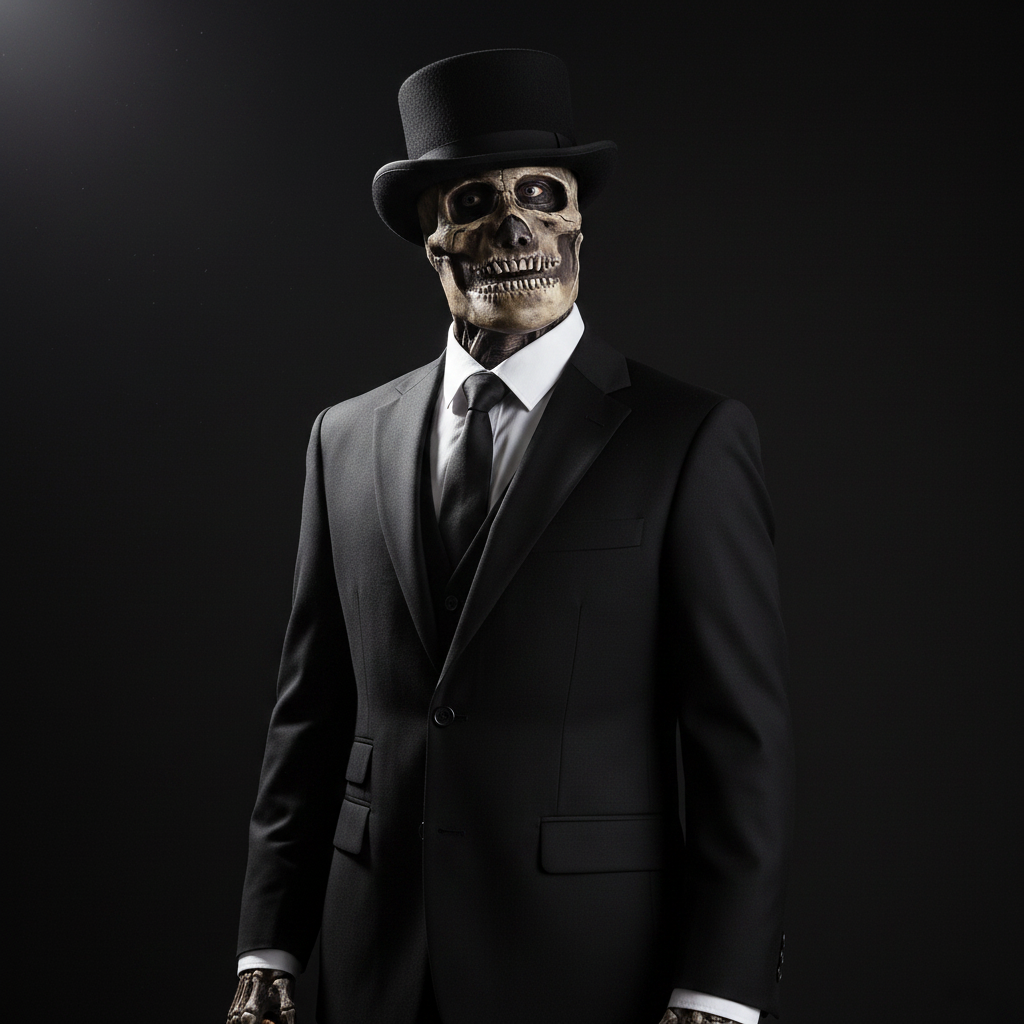 Scary Skull Mask with Skeleton Chest Plate and Exposed Brain for Halloween