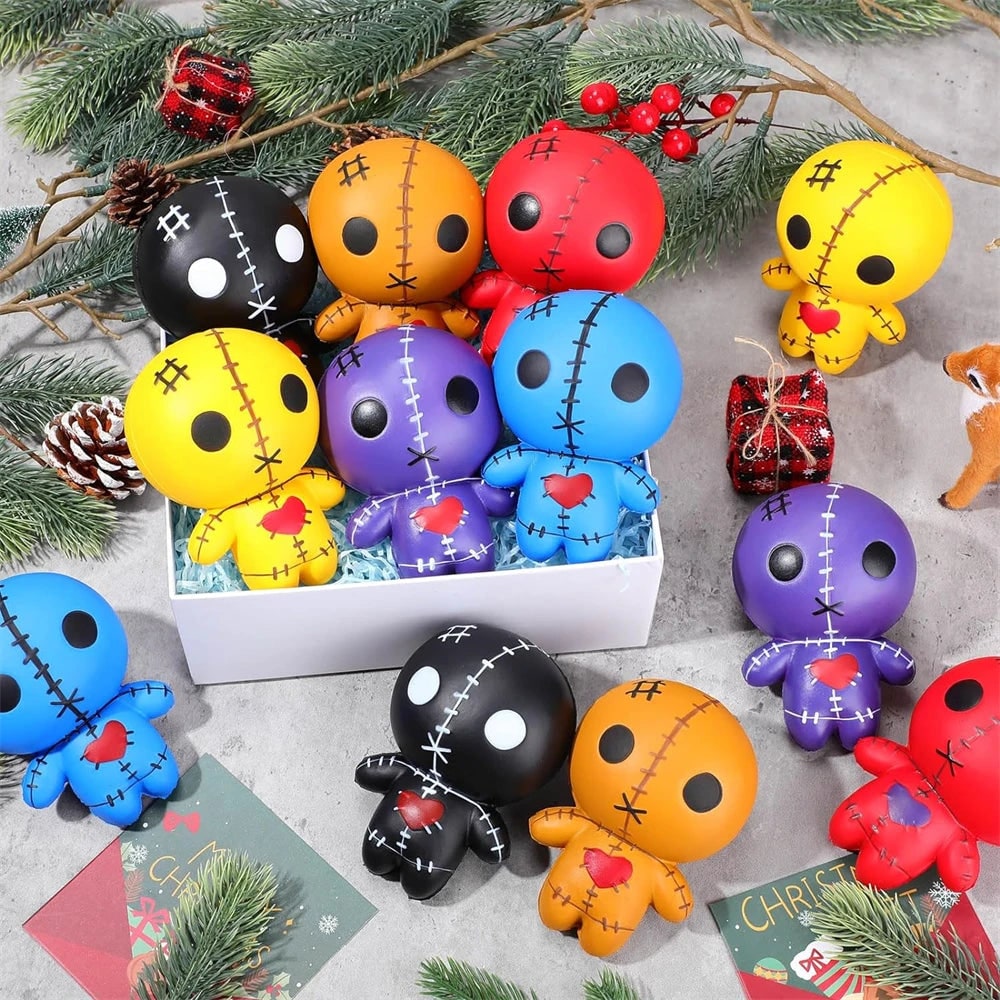 Halloween Party Favor Squishy Voodoo Doll Slow Rising Foam Stress Toy with Stitched Heart