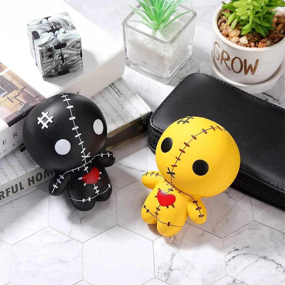 Halloween Party Favor Squishy Voodoo Doll Slow Rising Foam Stress Toy with Stitched Heart