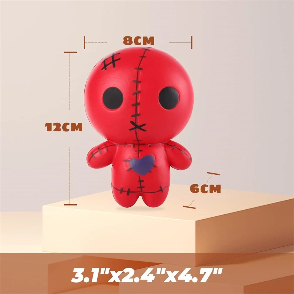 Halloween Party Favor Squishy Voodoo Doll Slow Rising Foam Stress Toy with Stitched Heart
