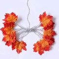 Maple Leaf Garland with Amber Fairy Lights for Autumn and Halloween Displays