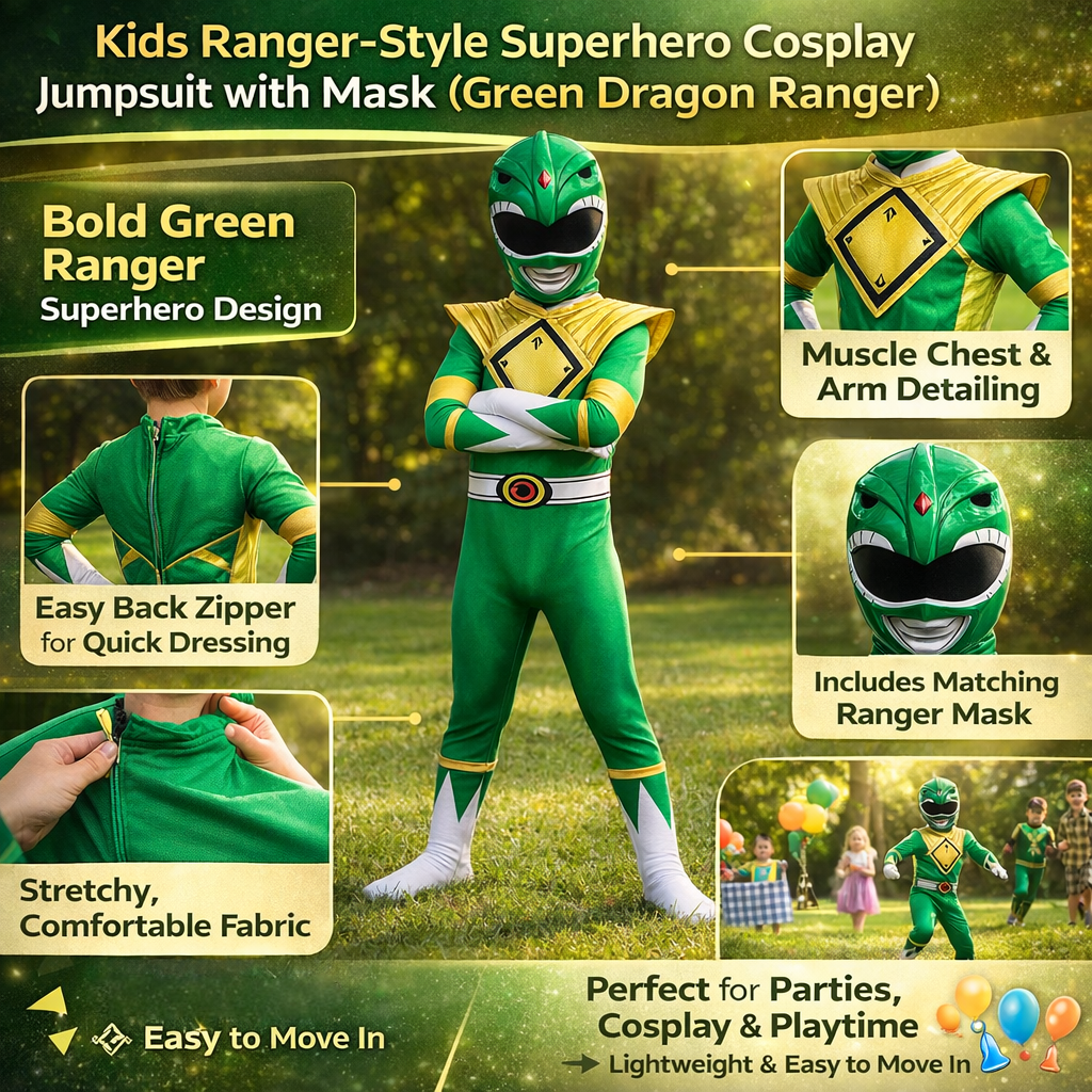 Halloween Costumes for Kids Superhero Jumpsuit with Mask Gloves and Boot Covers