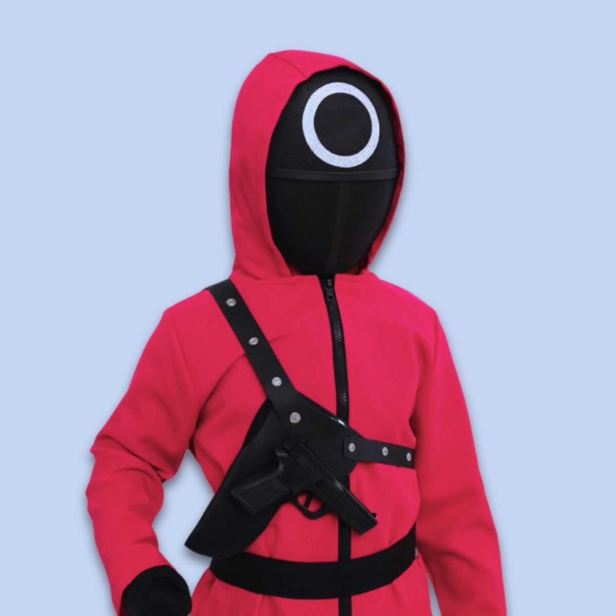 Halloween Costume and Mask with Hooded Survival Game Jumpsuit Belt and Cargo Pockets