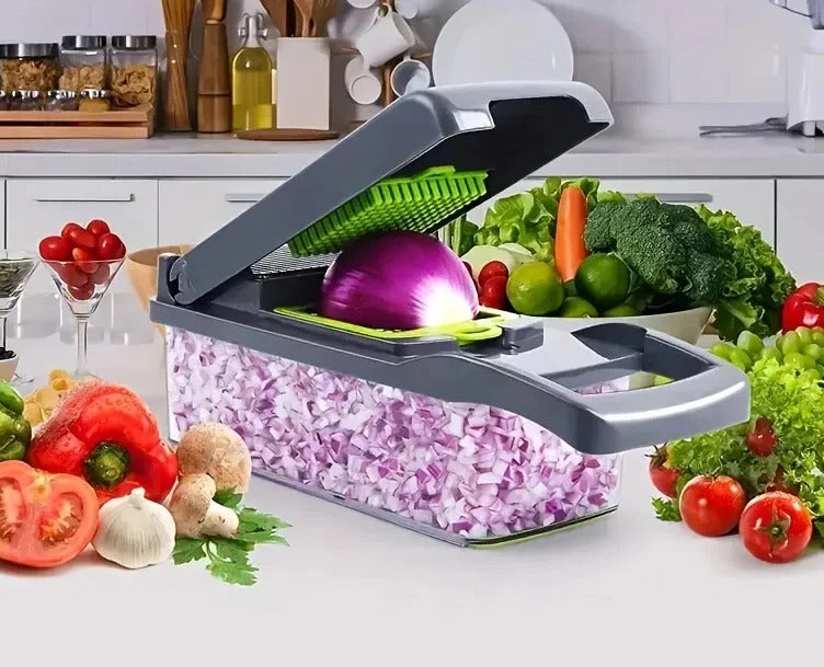 4 in 1 Vegetable Chopper Slicer Grater and Ricer with Collecting Base