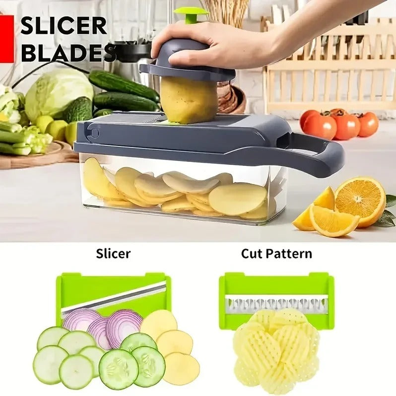 4 in 1 Vegetable Chopper Slicer Grater and Ricer with Collecting Base