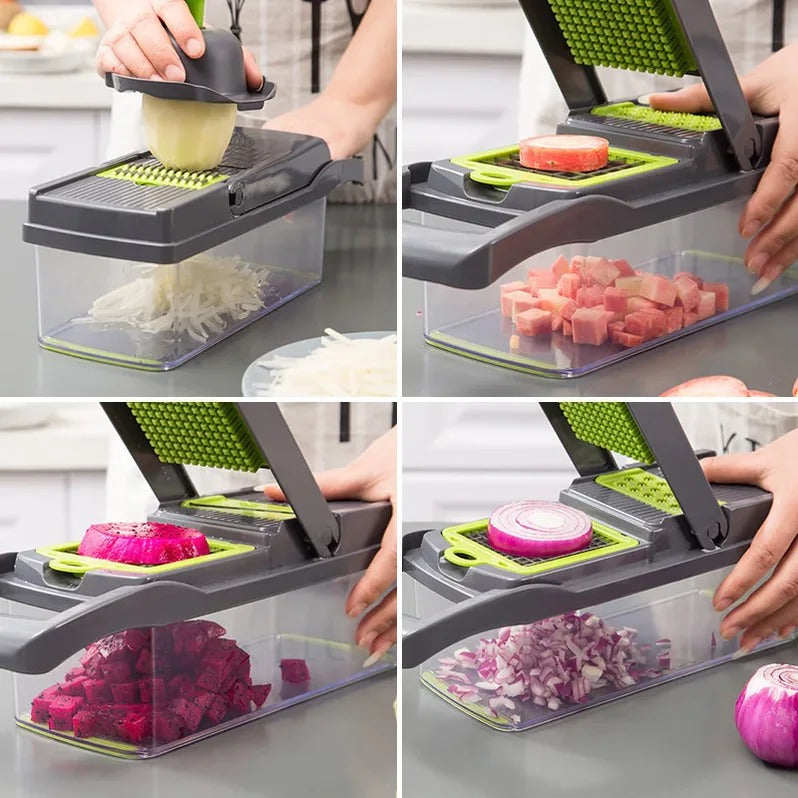4 in 1 Vegetable Chopper Slicer Grater and Ricer with Collecting Base