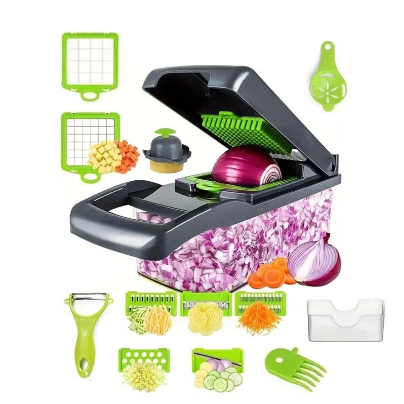 4 in 1 Vegetable Chopper Slicer Grater and Ricer with Collecting Base