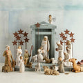 Nativity Set of 20 Figurines with a Reclaimed Barn Wood Stable