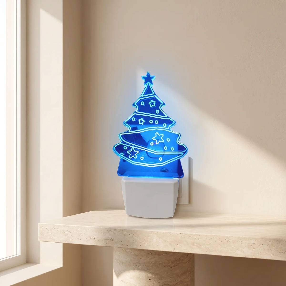 Christmas Lights Tree Wall Sconce Acrylic Plug In at 0.6 Watts