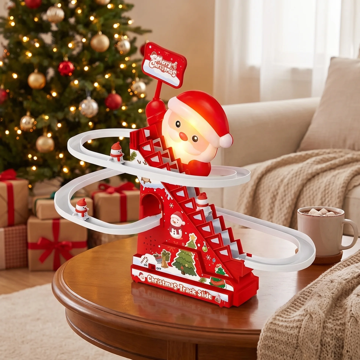 Christmas Lights Santa on a Roller Coaster with Music and Motion