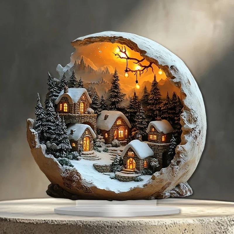 Christmas Ornaments Acrylic Figurine 9 by 8 Inches for a Table