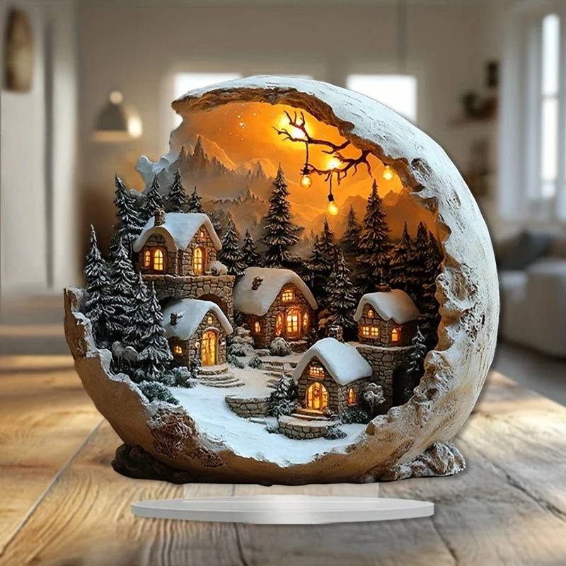 Christmas Ornaments Acrylic Figurine 9 by 8 Inches for a Table