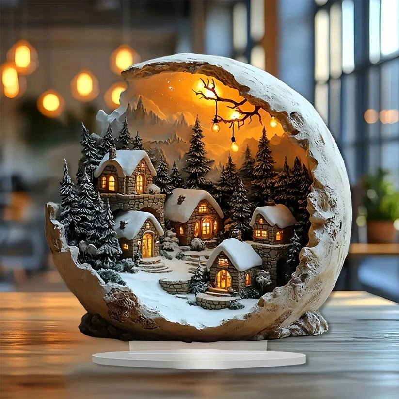 Christmas Ornaments Acrylic Figurine 9 by 8 Inches for a Table