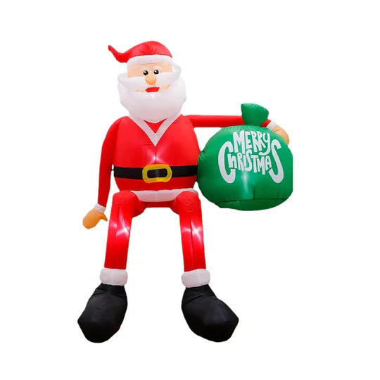 Christmas Decorations Inflatable Climbing Santa 8 Foot Tall with Built in LEDs