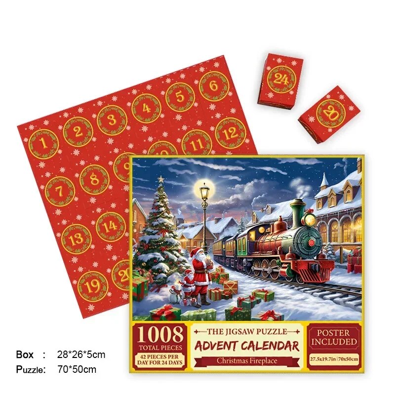 Advent Calendar Jigsaw 1000 Piece Puzzle Built Up Daily to Christmas Day