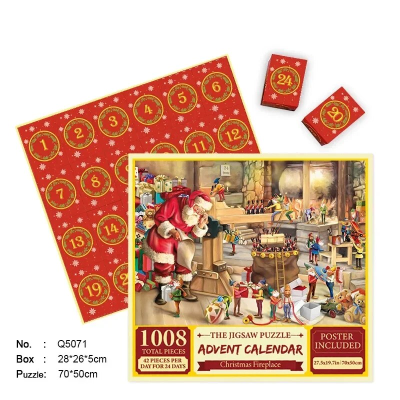 Advent Calendar Jigsaw 1000 Piece Puzzle Built Up Daily to Christmas Day