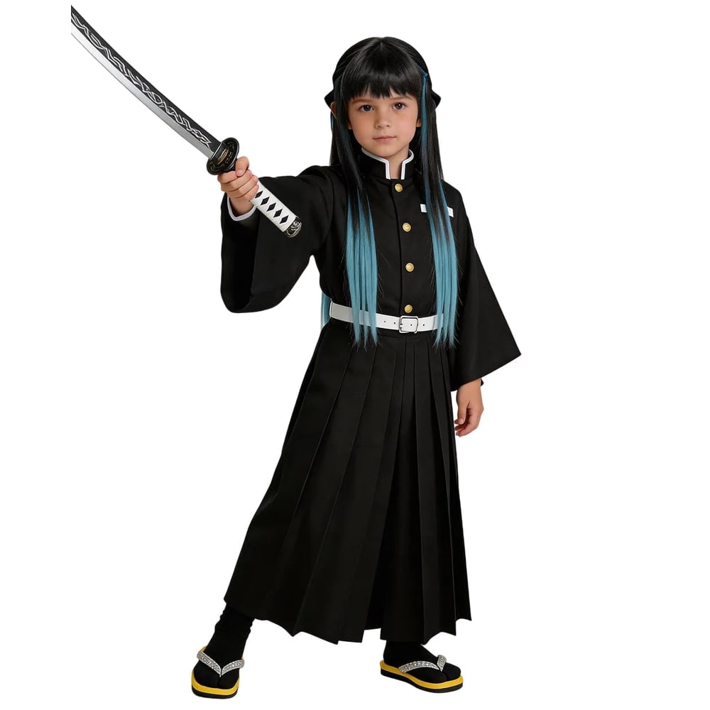 Anime Cosplay Costume with Mandarin Collar Jacket Wide-Leg Pants and Gold Buttons