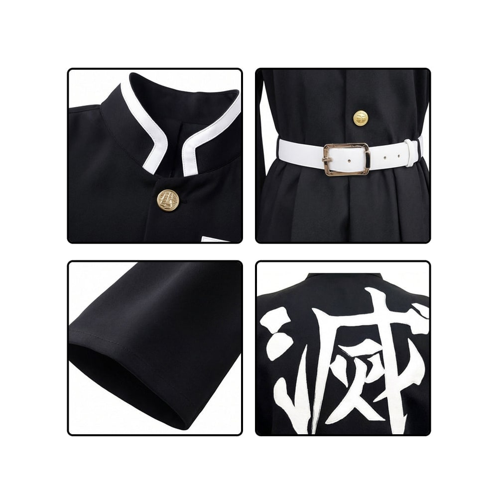 Anime Cosplay Costume with Mandarin Collar Jacket Wide-Leg Pants and Gold Buttons