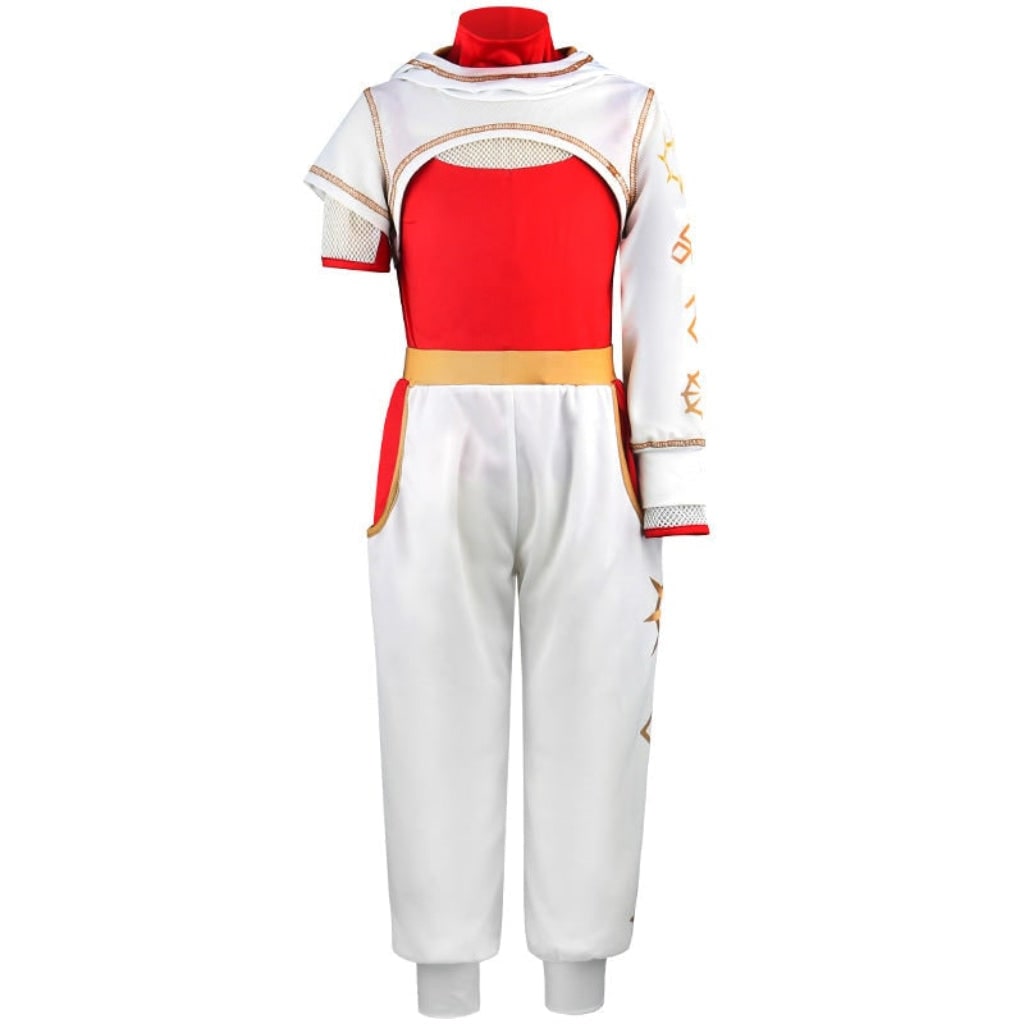 Kids Halloween Costumes Cosplay Jumpsuit with Blonde Wig Gold Wrist Cuff and Jogger Pants
