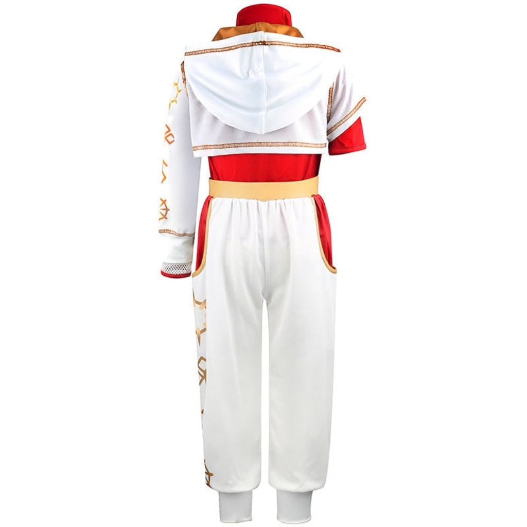Kids Halloween Costumes Cosplay Jumpsuit with Blonde Wig Gold Wrist Cuff and Jogger Pants