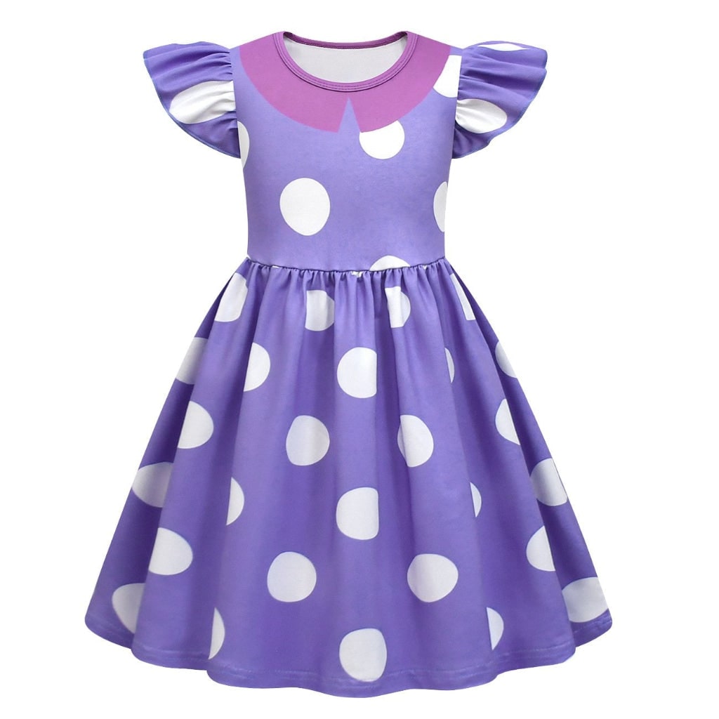 Kids Halloween Costumes Princess Dress with Polka Dot Print Flutter Sleeves Ages 3-10