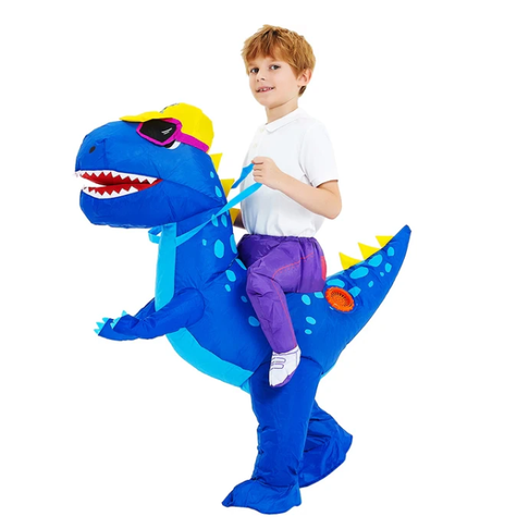 Inflatable Dinosaur Costume Ride On Blow Up Suit with Built In Fan and Reins