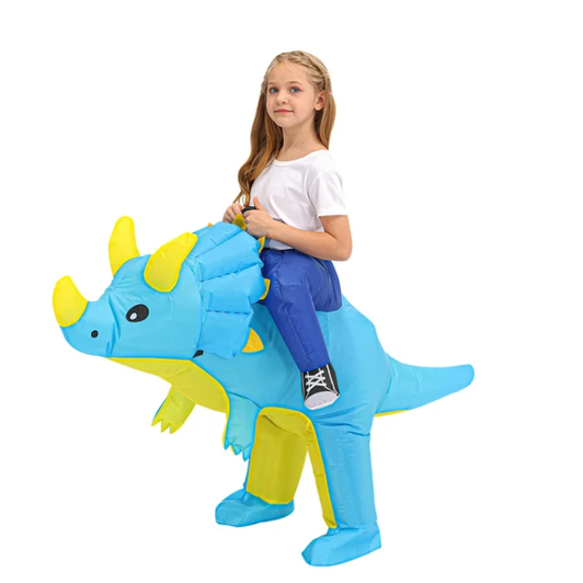Inflatable Dinosaur Costume Ride On Blow Up Suit with Built In Fan and Reins