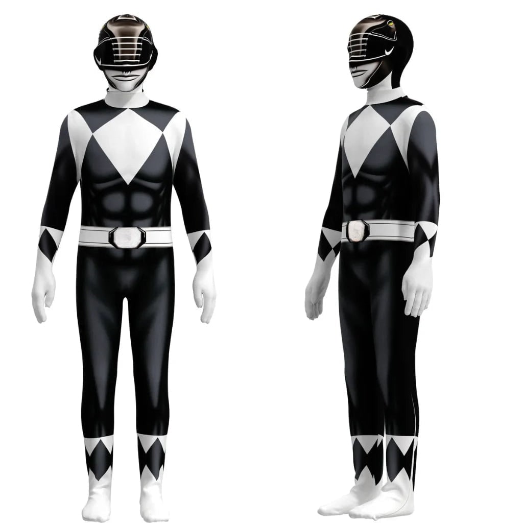 Superhero Bodysuit Costume with Muscle Print Full Hood and Integrated Gloves