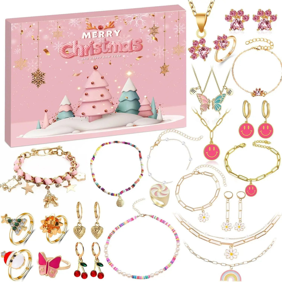 Advent Calendar Jewellery Set of 24 Pieces in Six Versions