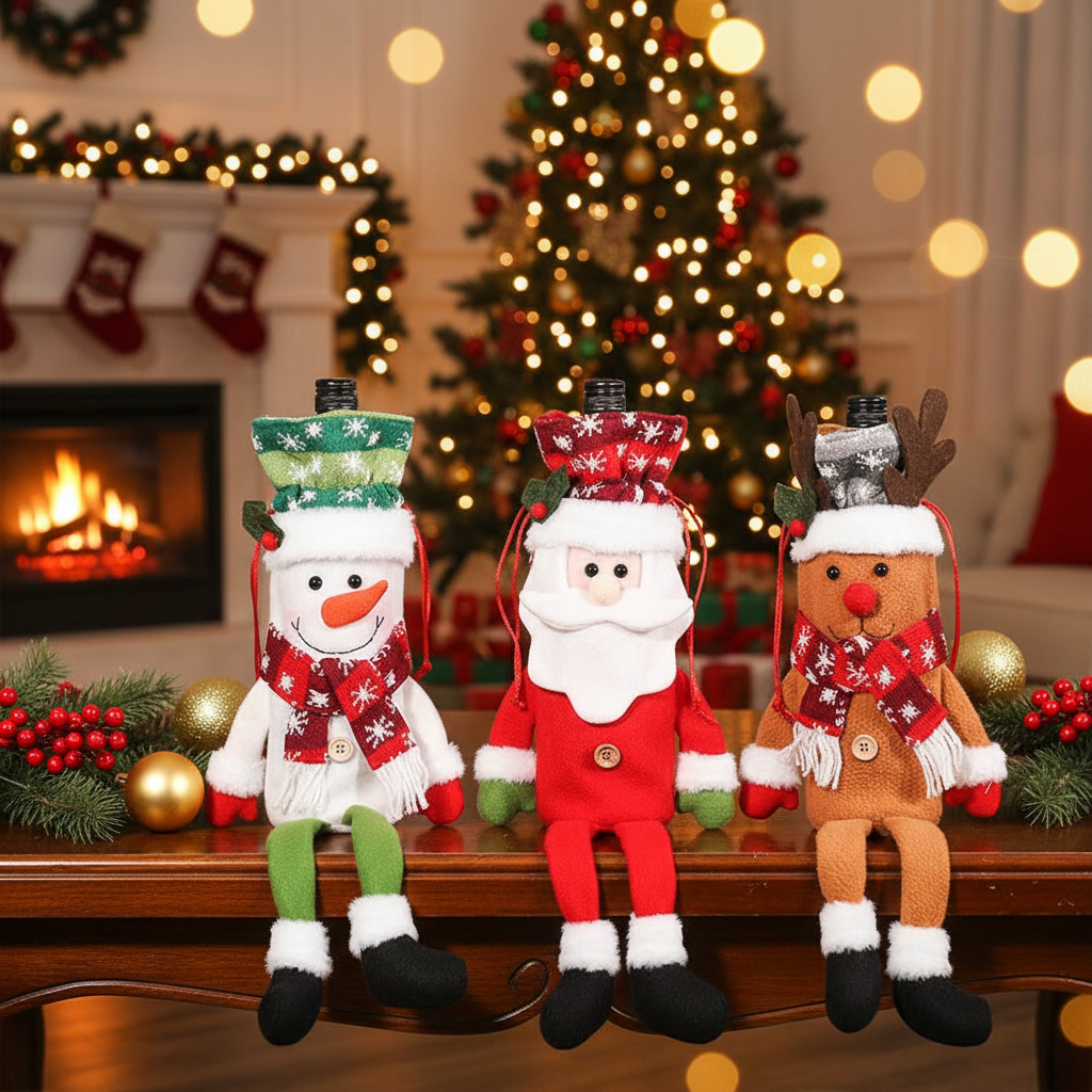 Christmas Decorations Standing Dolls Santa Reindeer and a Snowman