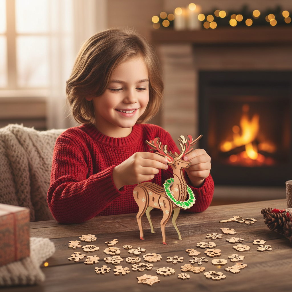 Christmas Decorations Wooden 3D Puzzle Kit in Two Models