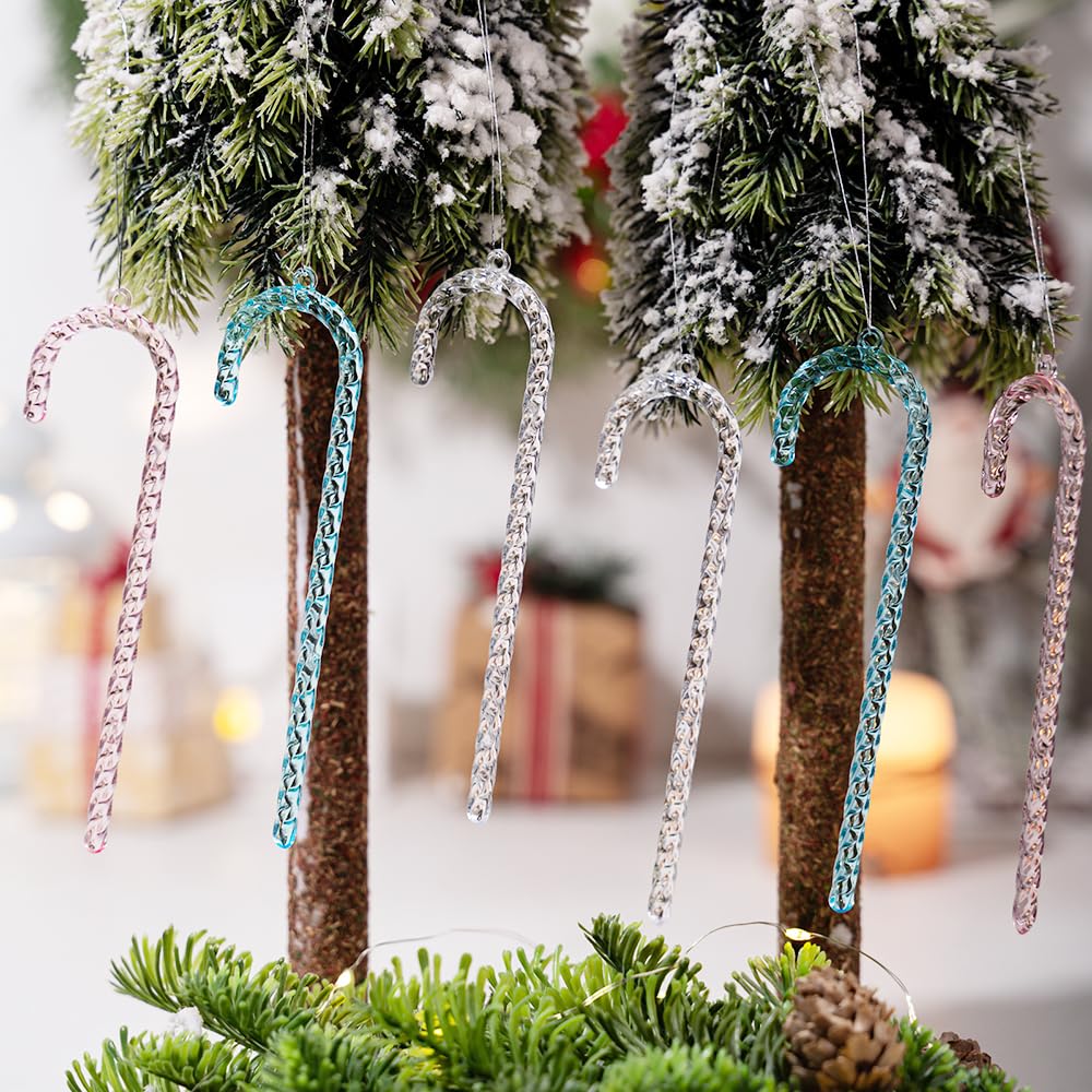 Christmas Decorations Candy Cane Ornaments 18 Clear Acrylic Pieces