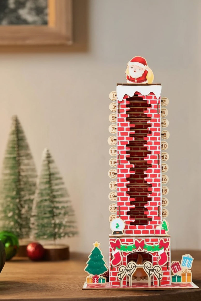 Advent Calendar Farmhouse Style in Rustic Wood for a Shelf