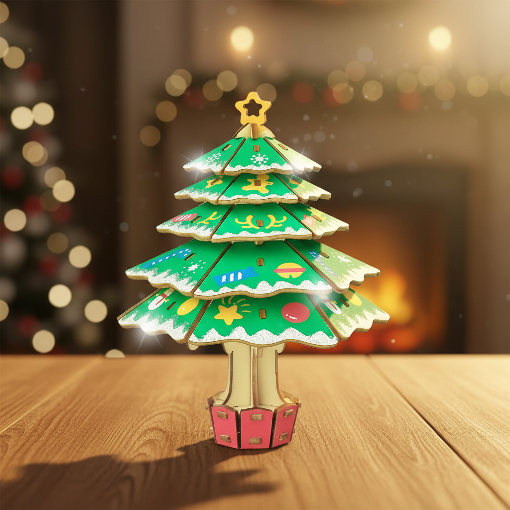 Christmas Decorations Wooden 3D Puzzle Kit in Two Models