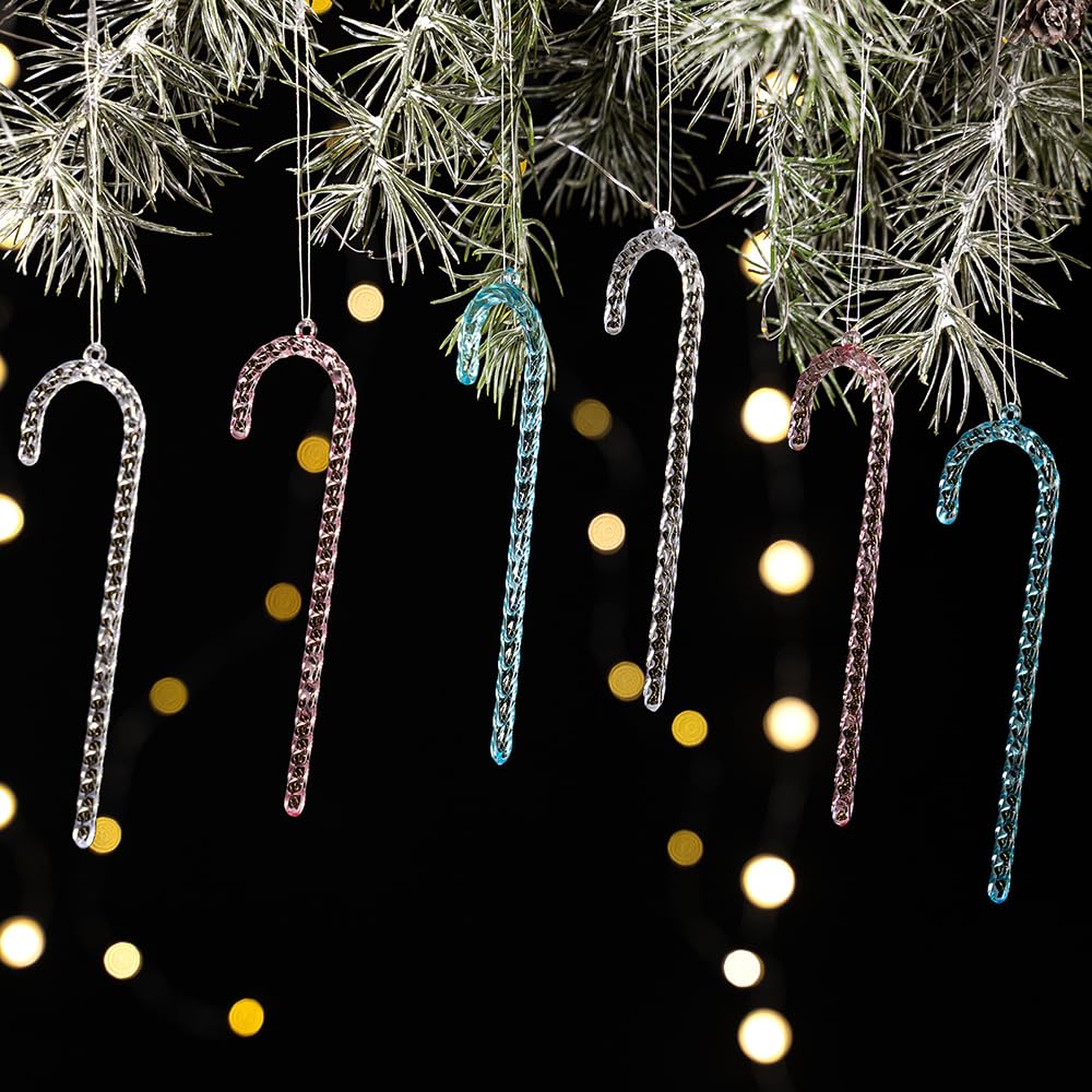 Christmas Decorations Candy Cane Ornaments 18 Clear Acrylic Pieces