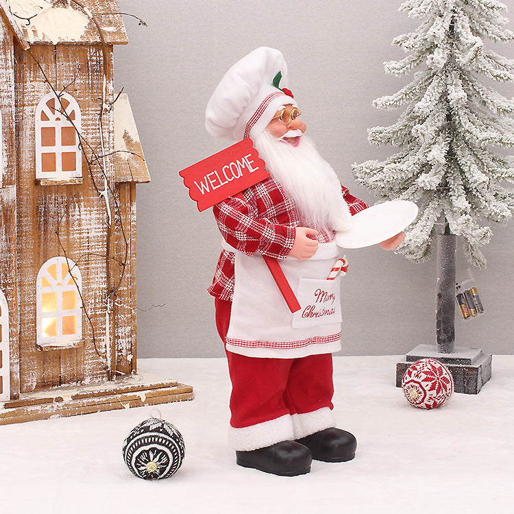 Christmas Decorations Chef Santa Figurine for a Kitchen Counter