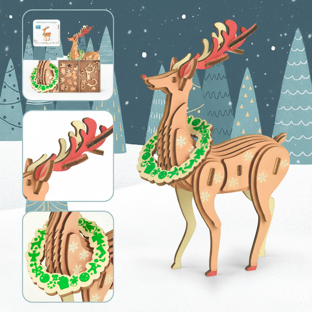 Christmas Decorations Wooden 3D Puzzle Kit in Two Models