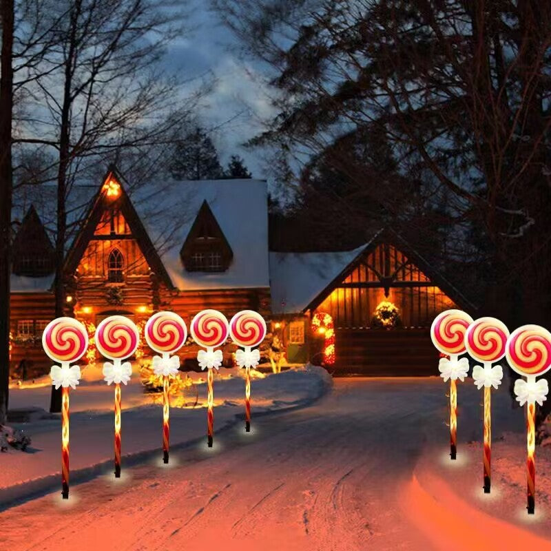 Christmas Lights Solar Lollipop Garden Stakes Waterproof in Two Colours